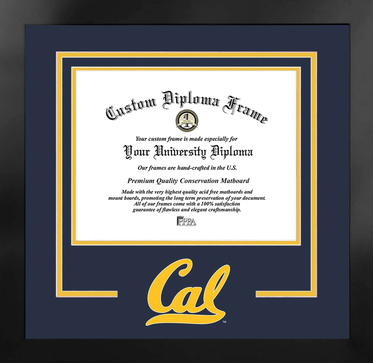 University of California, Berkeley 11w x 8.5h Spirit Diploma Manhattan Black Frame with Bonus Campus Images Lithograph (value savings $59)